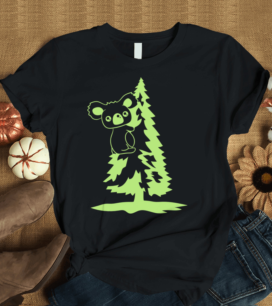 Koala Climbing Bear Australia Green Forest T-Shirt
