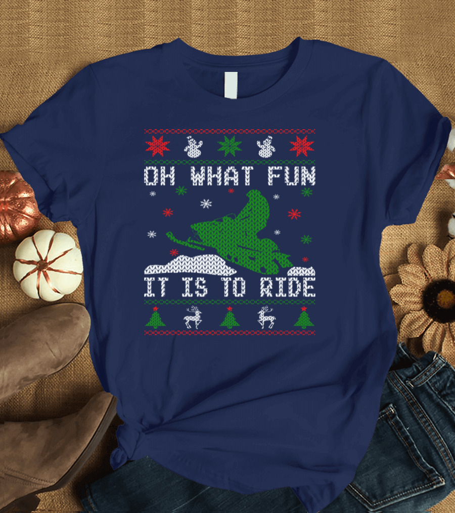 Oh What Fun It Is to Ride Snowmobile UglyStyle T-Shirt