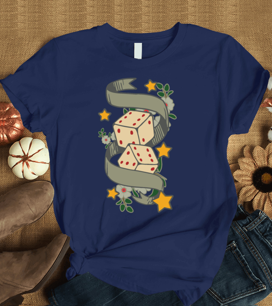 Old School Tattoo Dice Stars Flowers T-Shirt