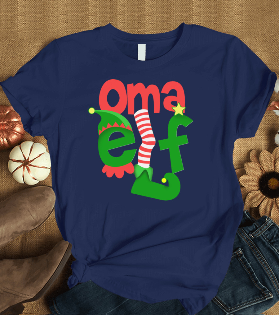 Oma Elf Christmas Hat and Sock T-Shirt