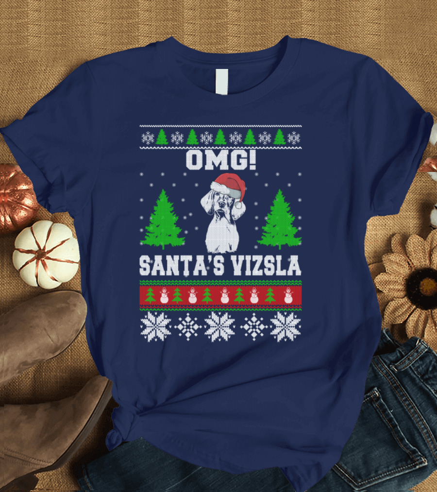 OMG Santa's Vizsla Ugly Christmas T-Shirt