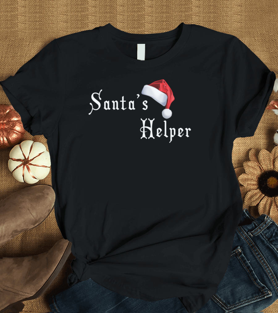 Men's Santa's Helper Santa Hat Christmas T-Shirt