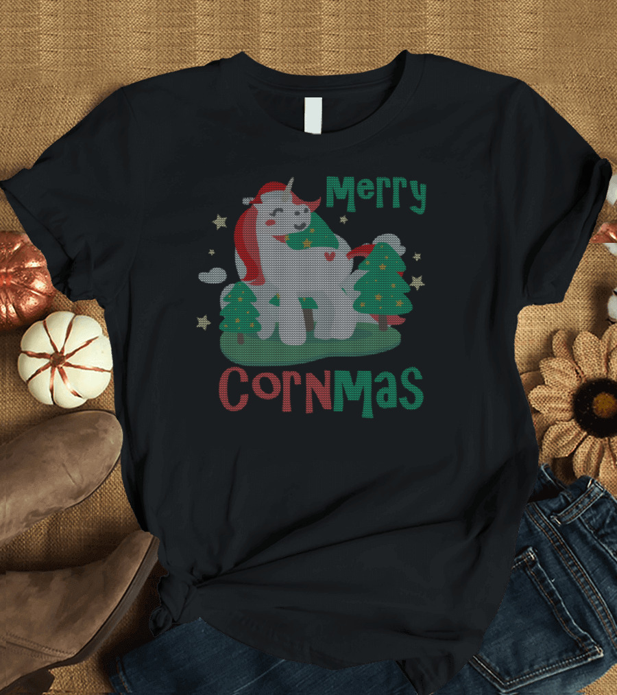 Merry Cornmas Unicorn Christmas Love Girl T-Shirt