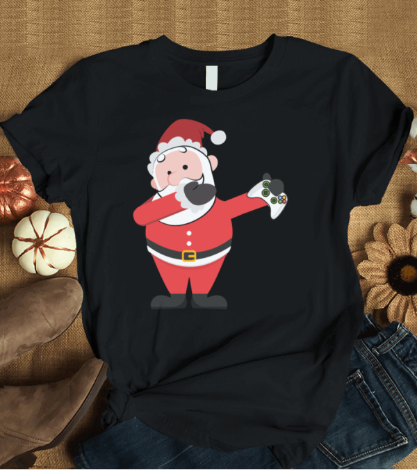 T-Shirt: Merry Christmas Dabbing Santa Claus with Video Game Controller T-Shirt Merry Christmas Dabbing Santa Claus with Video Game Controller T-Shirt