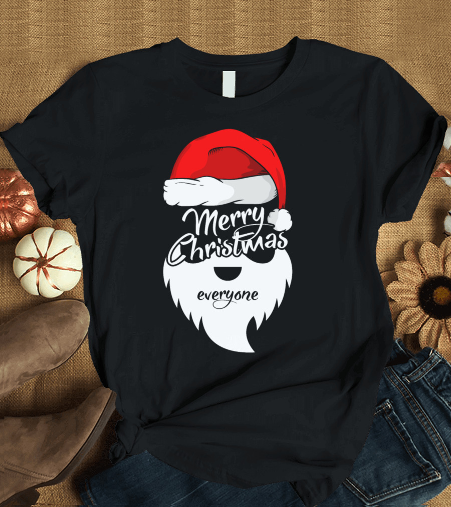 Merry Christmas Everyone Santa Hat Beard T-Shirt