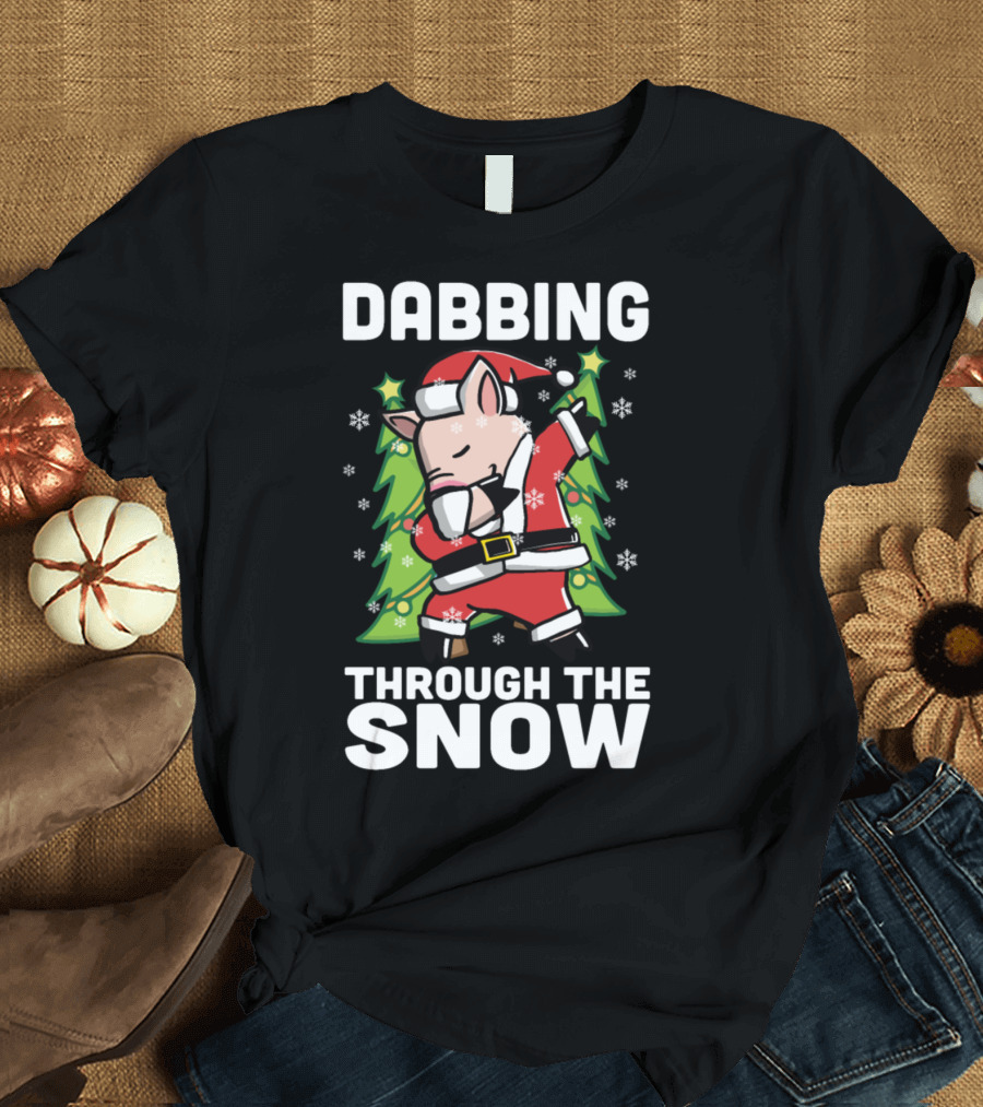 Dabbing Through the Snow Mini Pig in Santa Costume T-Shirt