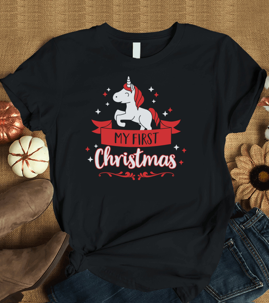 My First Christmas Unicorn Baby Child T-Shirt
