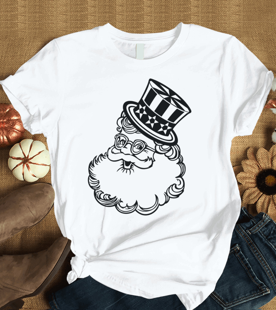 Patriotic Santa Top Hat Vector T-Shirt