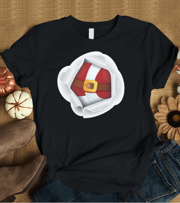 T-Shirt: Peekaboo Santa Belly Festive Belt T-Shirt Peekaboo Santa Belly Festive Belt T-Shirt