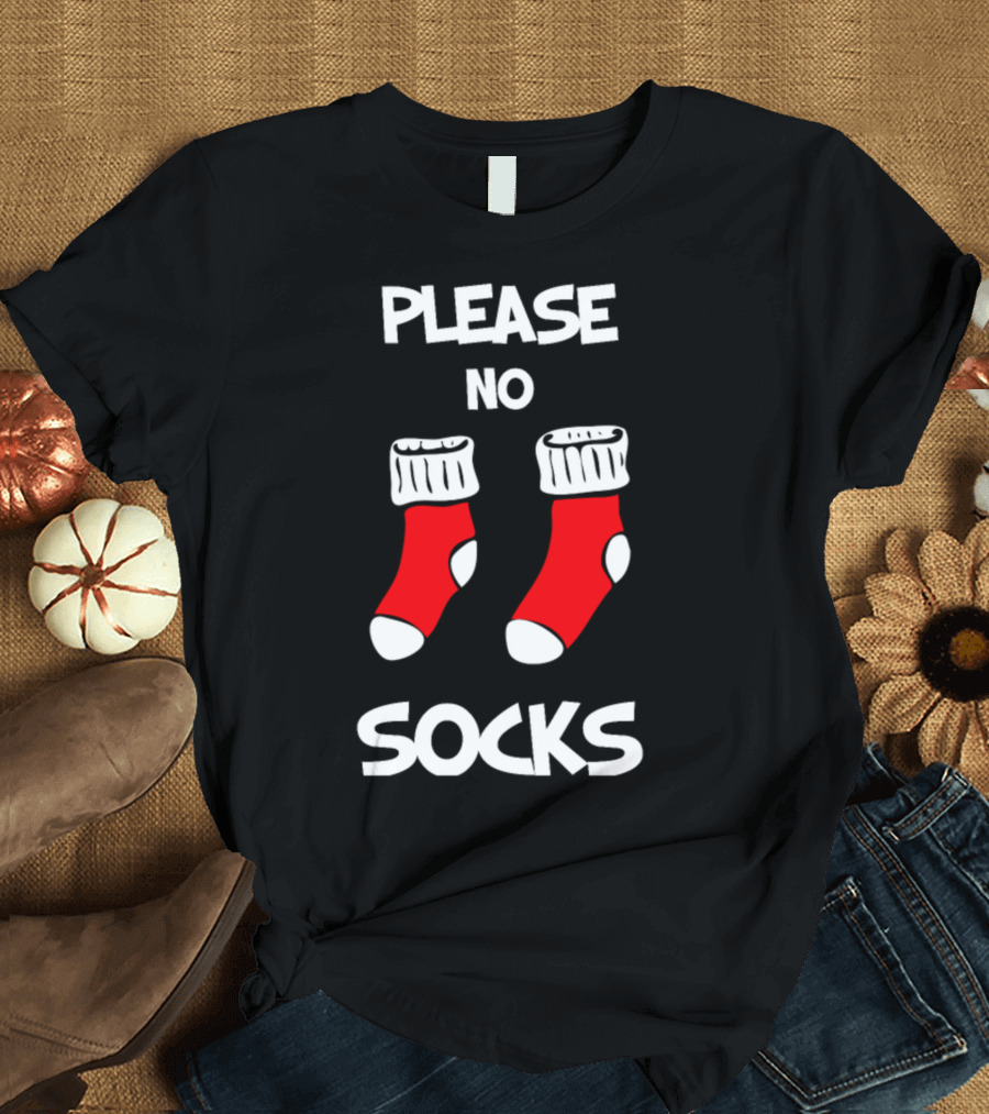 Please No Socks Christmas Present Red and White Socks T-Shirt