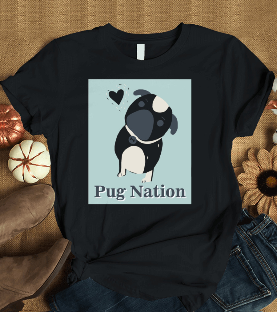 Playful Pug Nation Heart Charm T-Shirt