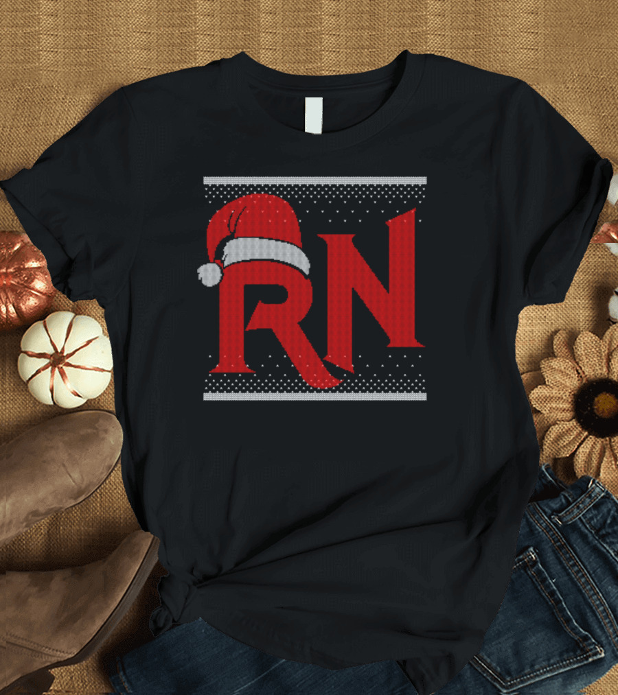 RN Santa Hat Christmas Nurses T-Shirt