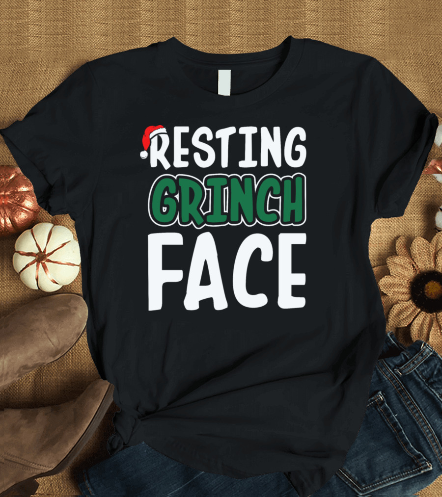 Resting Grinch Face Santa Hat T-Shirt