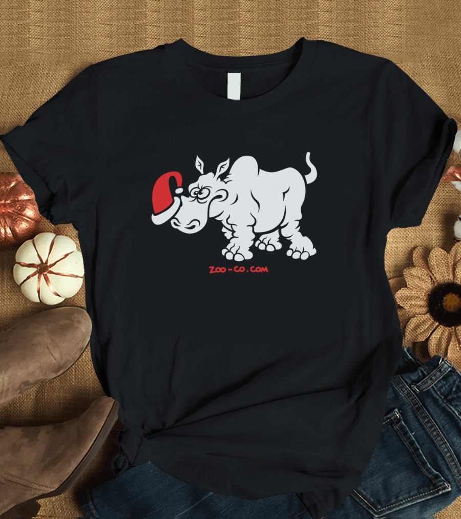 Zoo-Co Santa Hat Rhino T-Shirt
