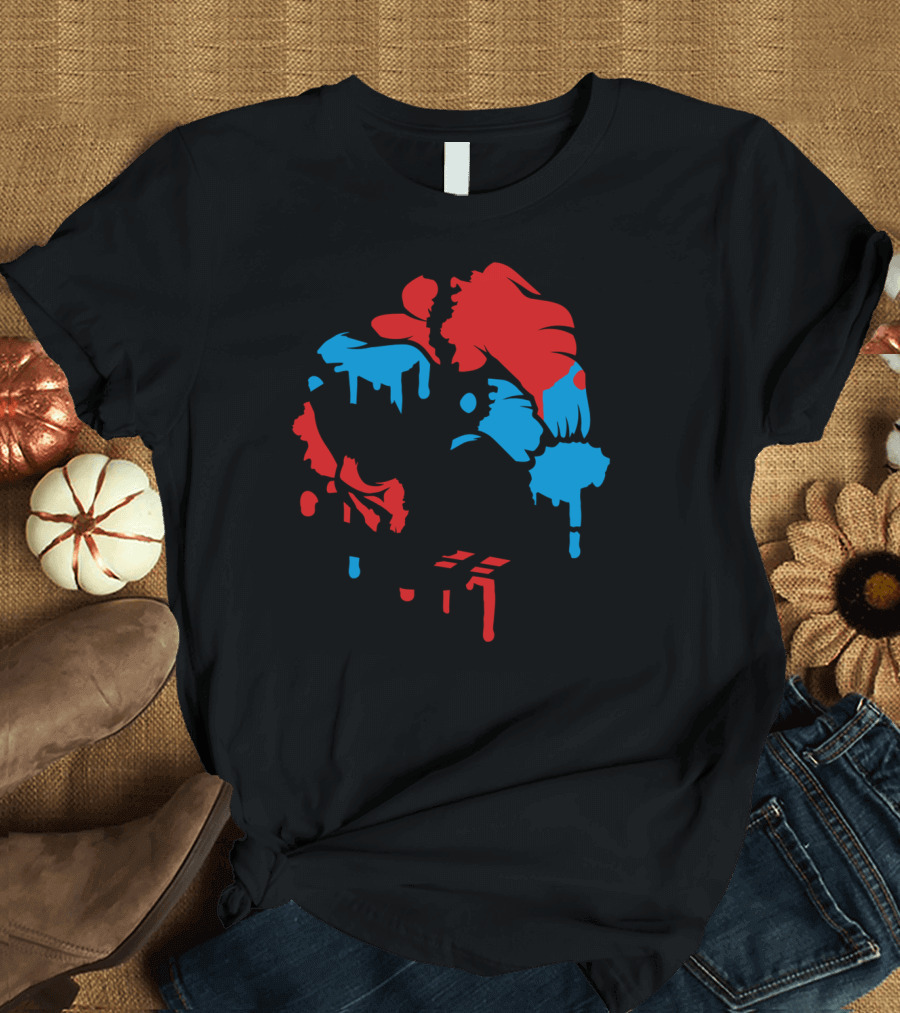 Santa Claus Skull Red Blue Graffiti T-Shirt