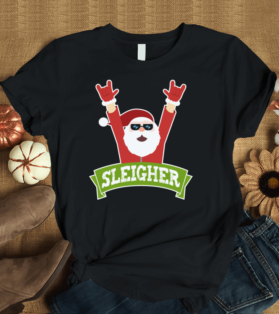 Sleigher Heavy Metal Santa Christmas Xmas T-Shirt