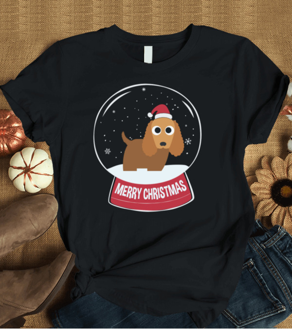 T-Shirt: Spaniel Cocker Merry Christmas Snowball Santa Hat Snow Globe T-Shirt Spaniel Cocker Merry Christmas Snowball Santa Hat Snow Globe T-Shirt