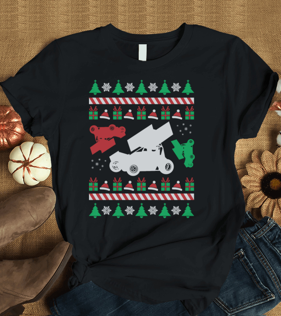 Sprint Car Christmas Ugly T-Shirt