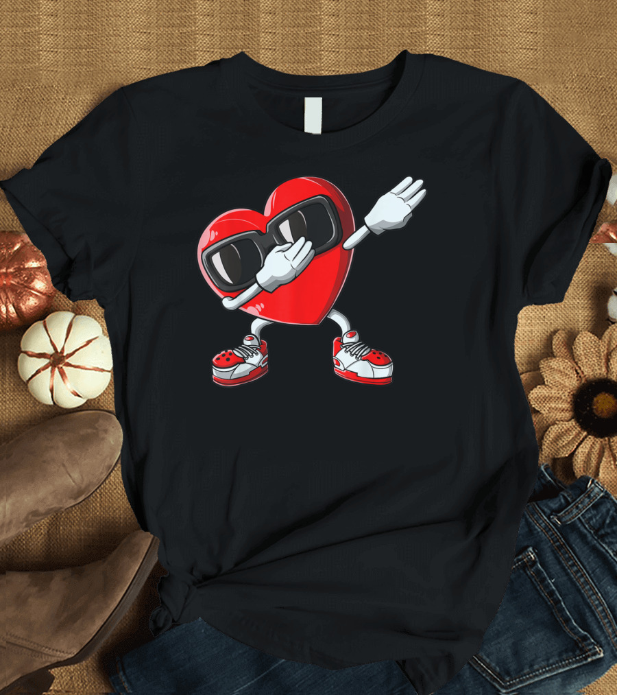 Valentines Day Dabbing Heart with Sunglasses and Sneakers T-Shirt
