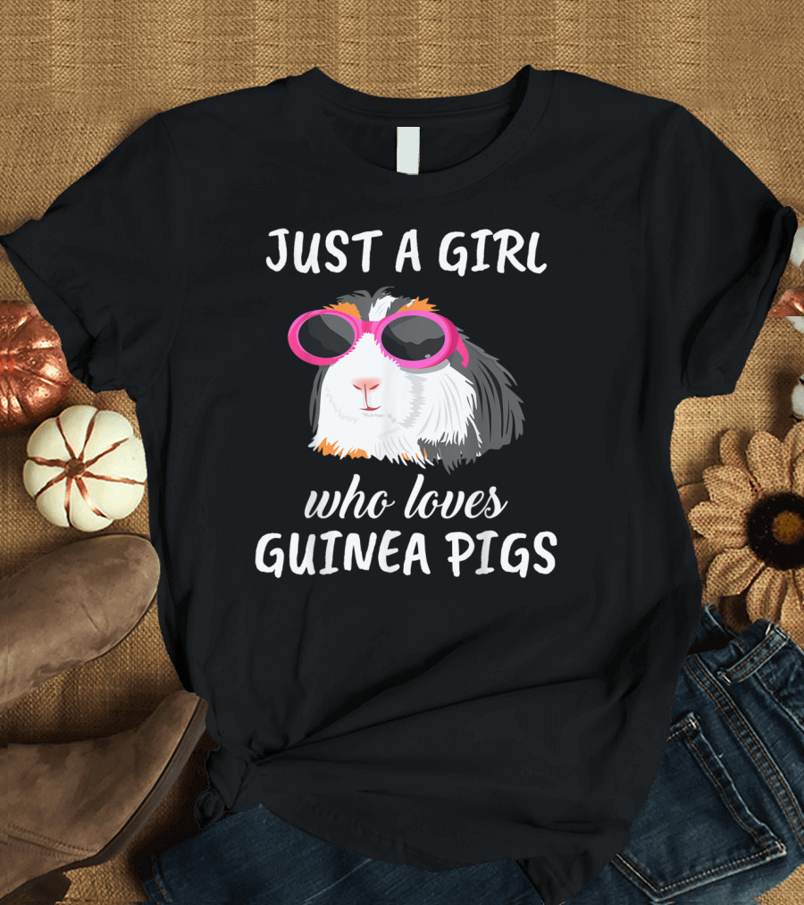 Just A Girl Who Loves Guinea Pigs With Pink Sunglasses T-Shirt