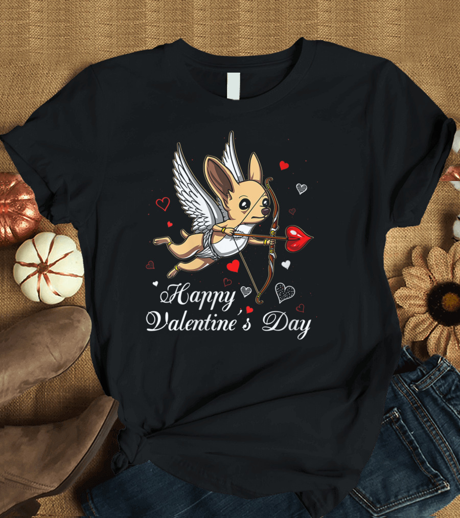 Cupid Chihuahua Happy Valentine's Day T-Shirt