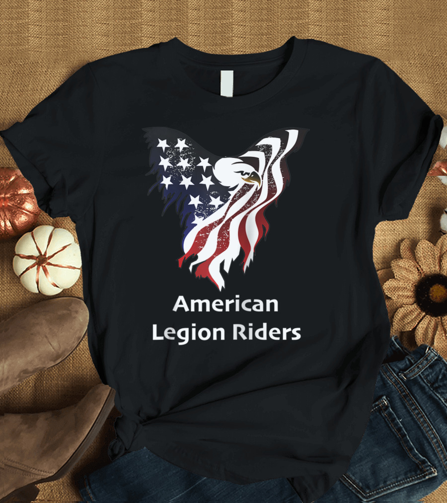 American Legion Riders Proud Veteran Alr Eagle and Flag T-Shirt