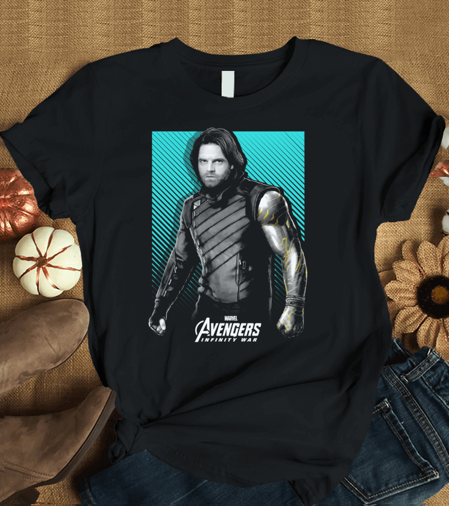 Marvel Avengers Infinity War Bucky Barnes Striking War Pose T-Shirt