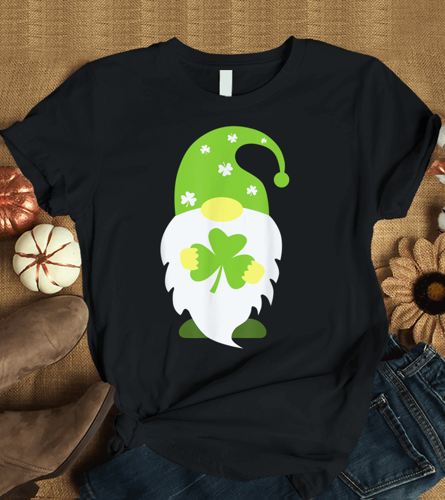 Cute Gnome Holding Shamrock for Happy Patrick's Day T-Shirt
