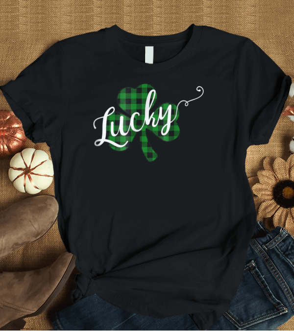 T-Shirt: Lucky Shamrock Green Buffalo Plaid T-Shirt Lucky Shamrock Green Buffalo Plaid T-Shirt