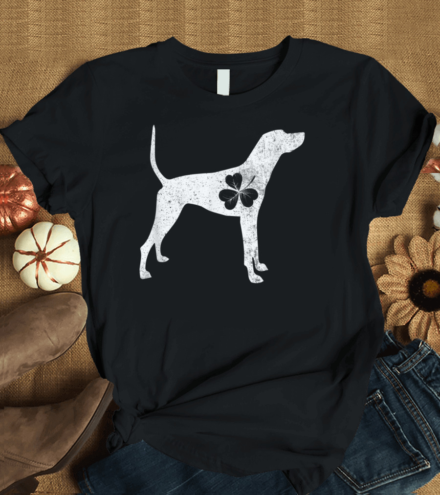 Plott Hound with Irish Clover St Patrick's Day T-Shirt