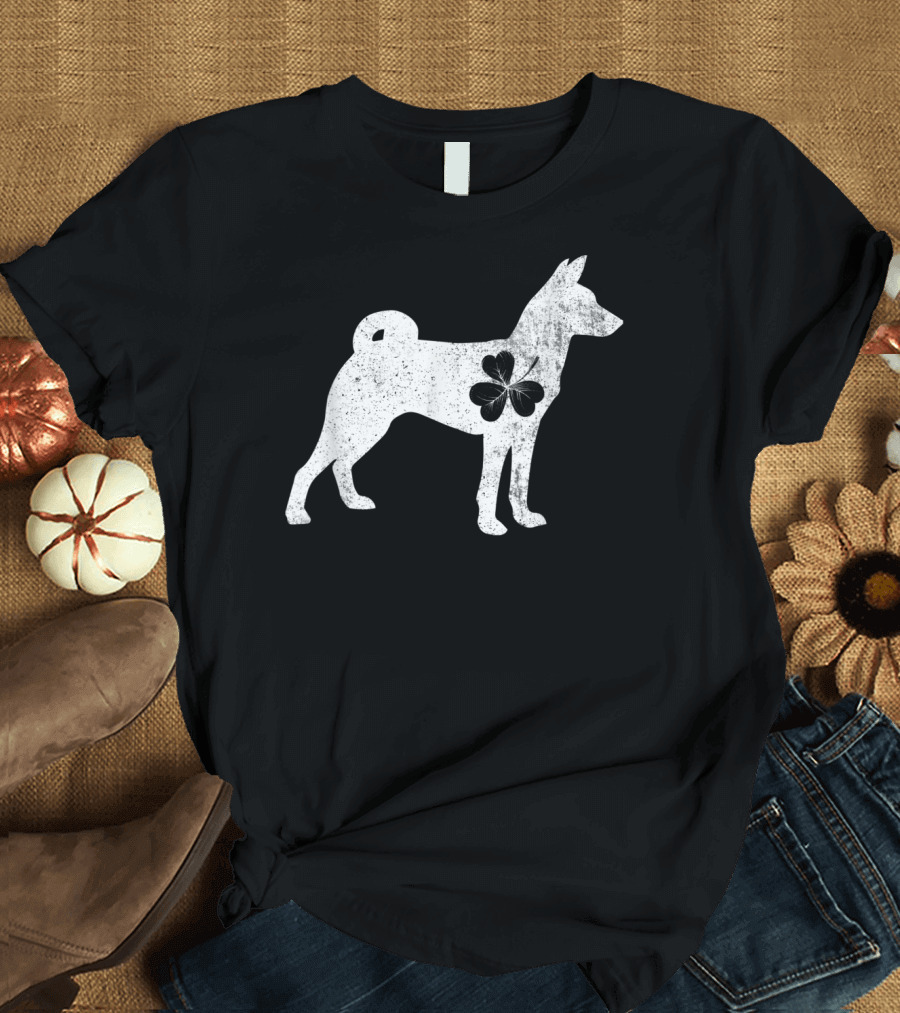 Basenji Dog with Irish Clover St Patrick's Day T-Shirt