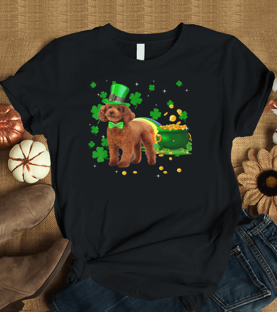 Leprechaun Poodle Dog Shamrock Pot of Gold St Patrick's T-Shirt