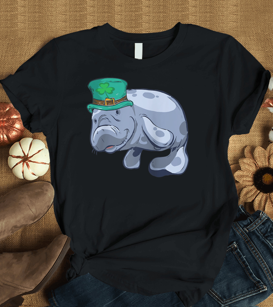 Mana St Patrick's Day Manatee with Leprechaun Hat T-Shirt