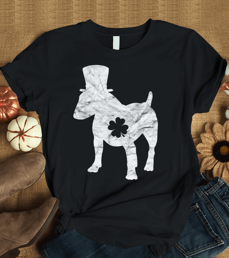 Retro Bull Terrier Shamrock Hat Bully T-Shirt