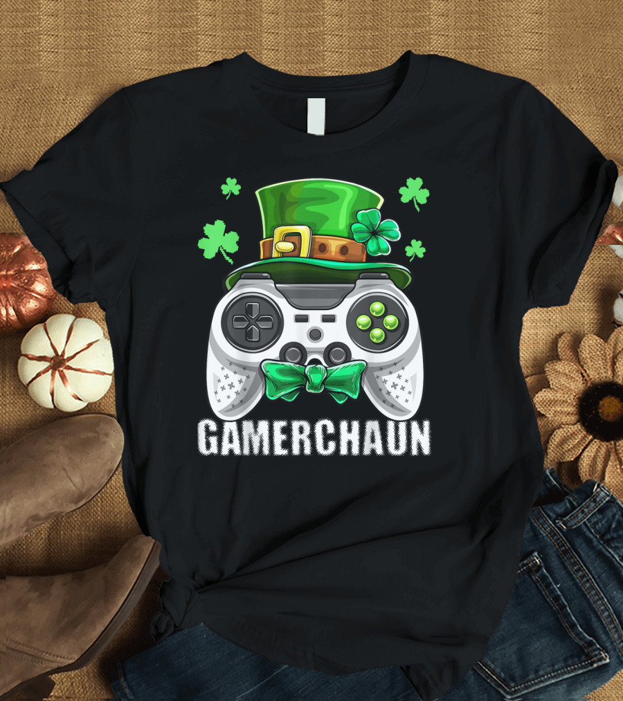 Gamerchaun Video Game Controller Leprechaun Hat St Patrick's Day T-Shirt