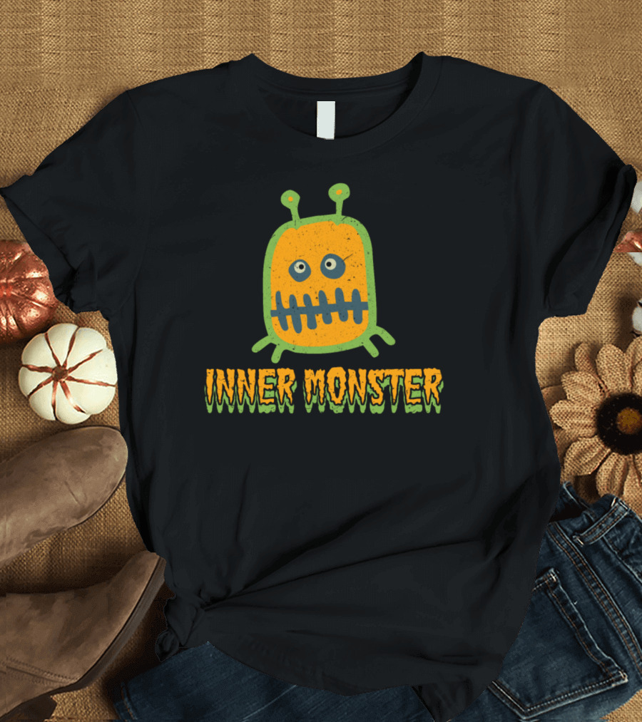 Inner Monster Alien Creature in Yellow and Green with Stitched Smile T-Shirt