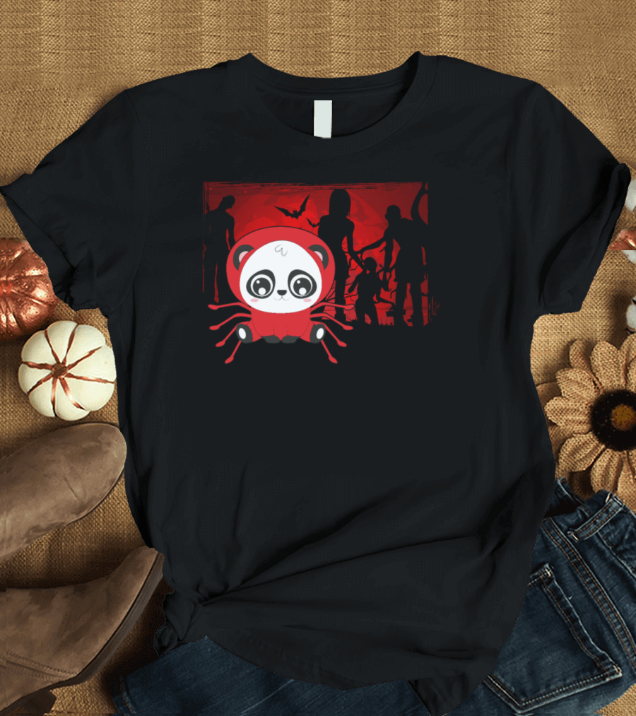 Cute Panda Bear Halloween Animals Spider Costume Trick-or-Treating Scene T-Shirt