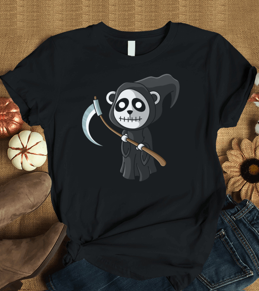 Reaper Panda Grim Reaper Halloween Death Horror T-Shirt