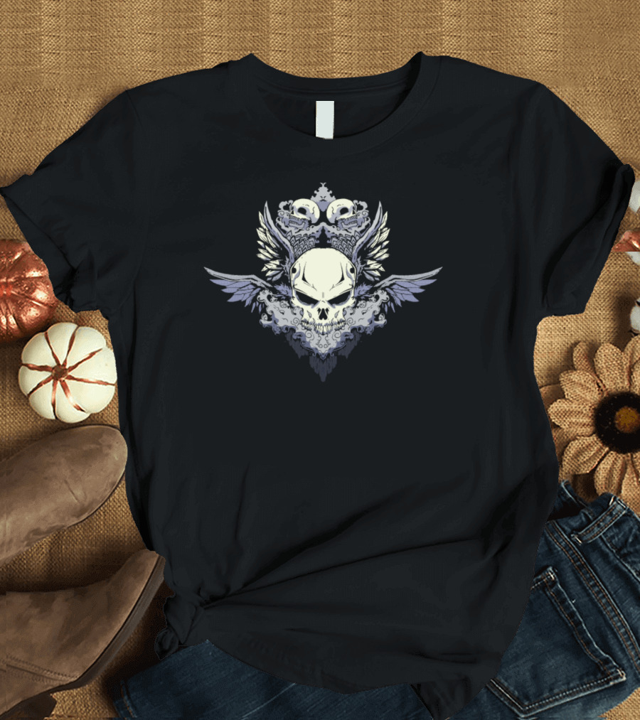 Skull with Wings and Ornate T-Shirt