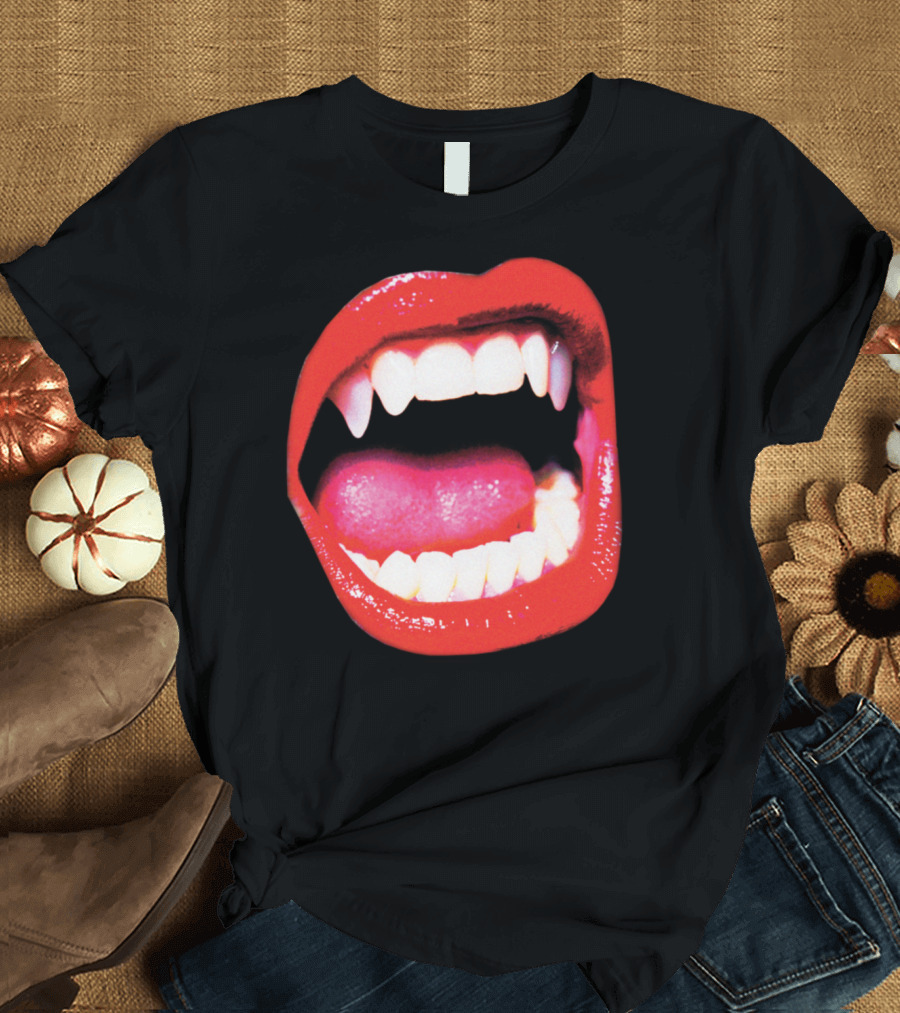 Vampire Fangs Red Lips Open Mouth Iconic T-Shirt