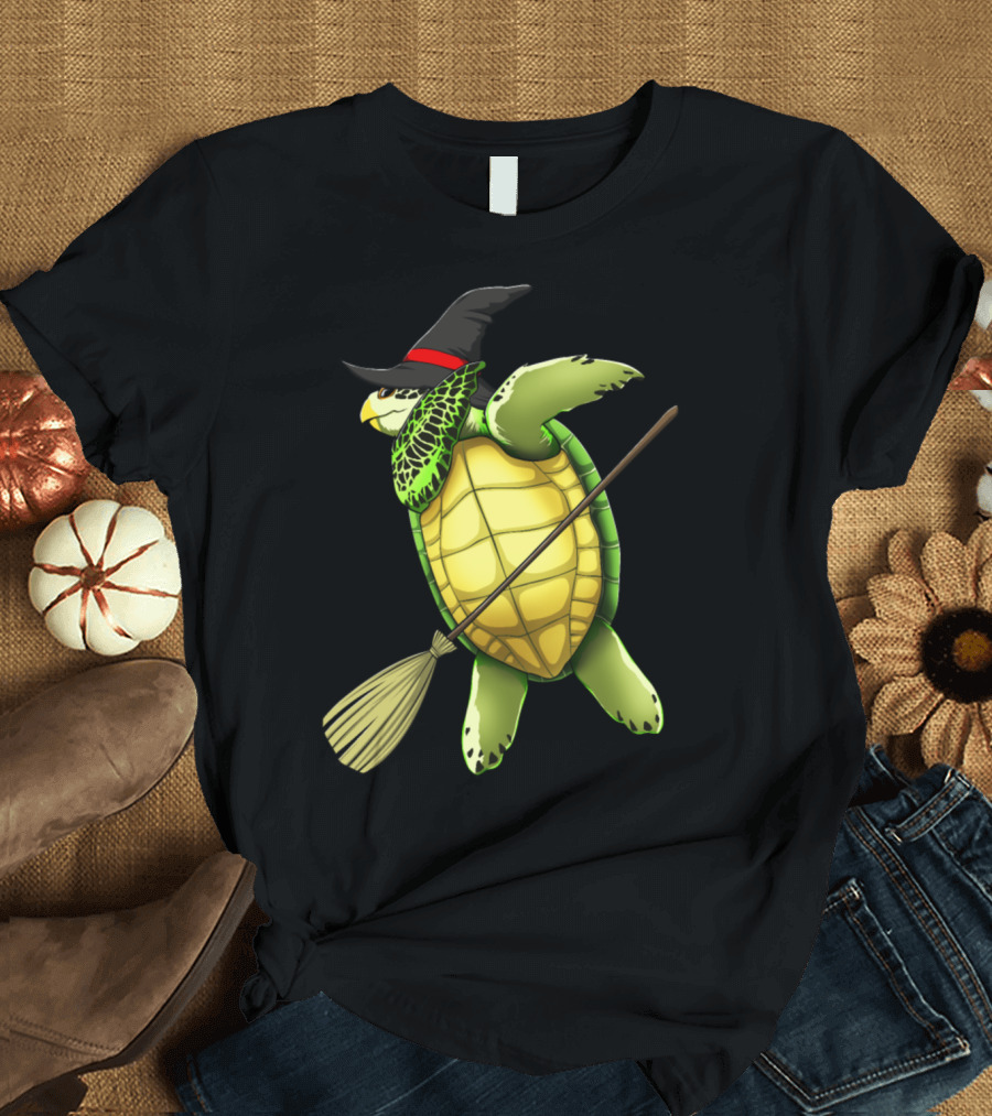 Halloween Dab Witch Sea Turtle Funny Scary Horror T-Shirt