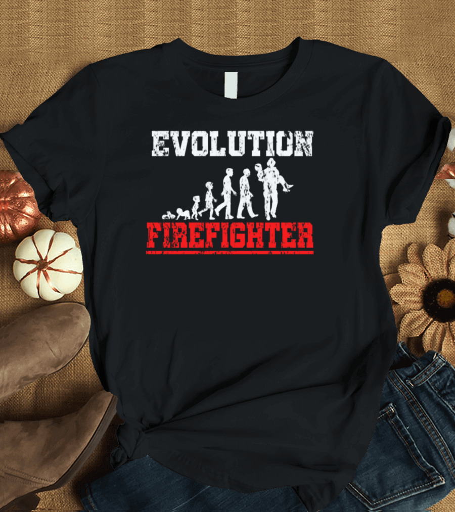 Evolution Firefighter Hero Lifesaver Man T-Shirt