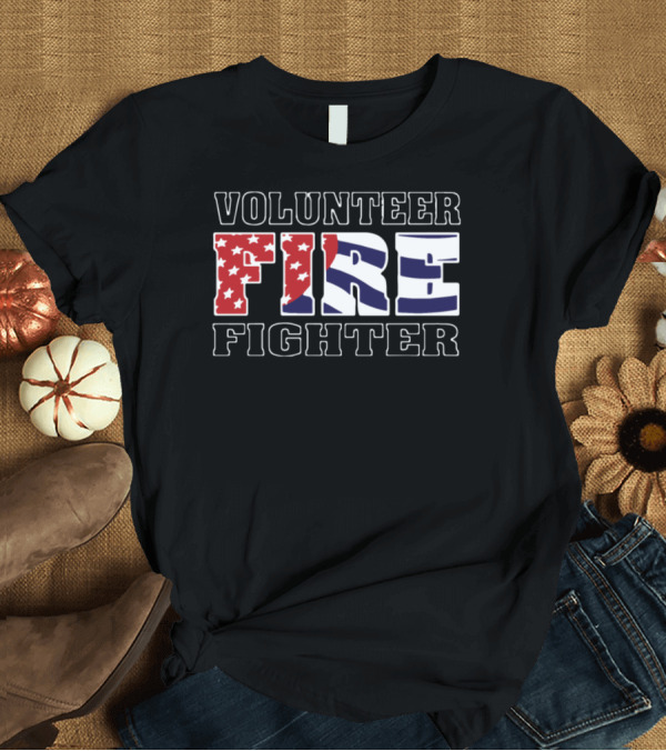T-Shirt: Volunteer Firefighter Firefighter Black Baseball R Fire T-Shirt Volunteer Firefighter Firefighter Black Baseball R Fire T-Shirt
