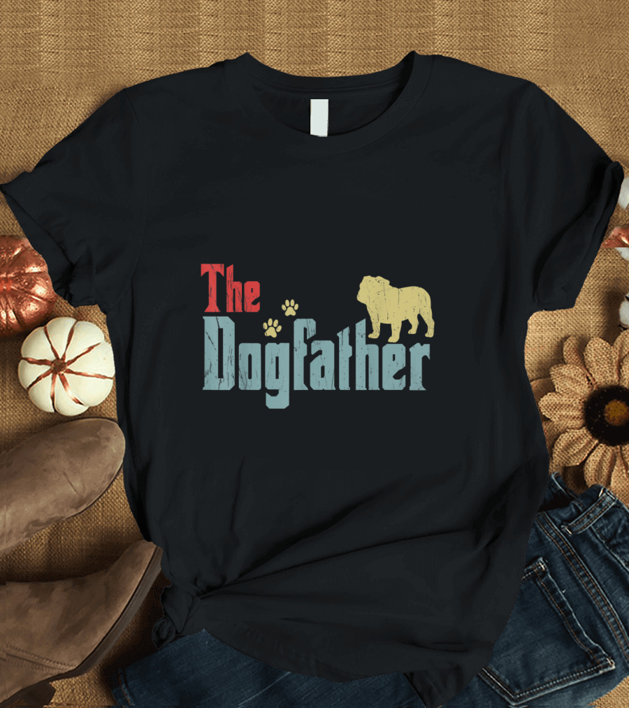 The Dogfather Olde English Bulldog Dad Paws T-Shirt