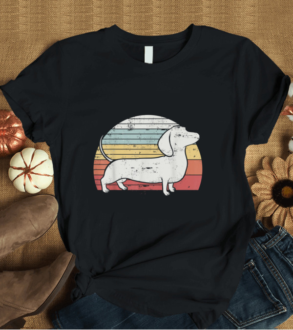 T-Shirt: Retro Cool Dachshund Dog Weiner Dog Fans Vintage Stripes T-Shirt Retro Cool Dachshund Dog Weiner Dog Fans Vintage Stripes T-Shirt