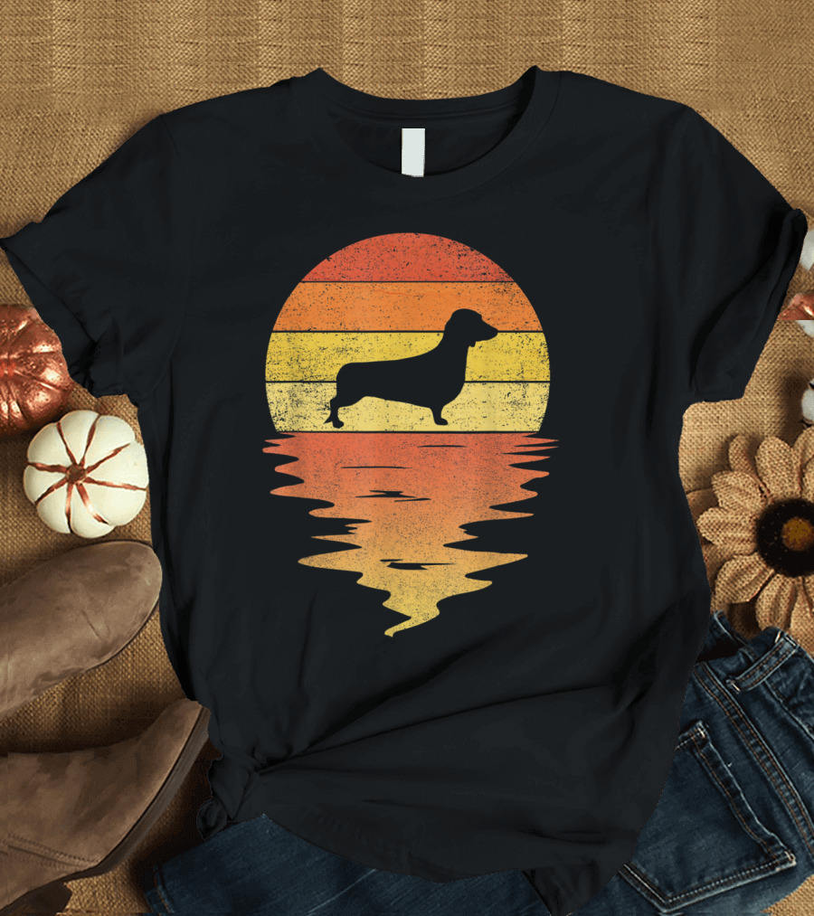 70s Vintage Sunset Dachshund T-Shirt