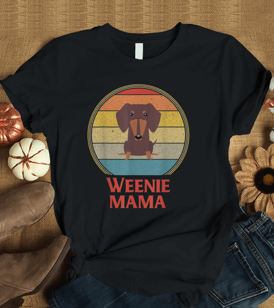 Vintage Weenie Mama Dachshund Retro Stripes Women T-Shirt