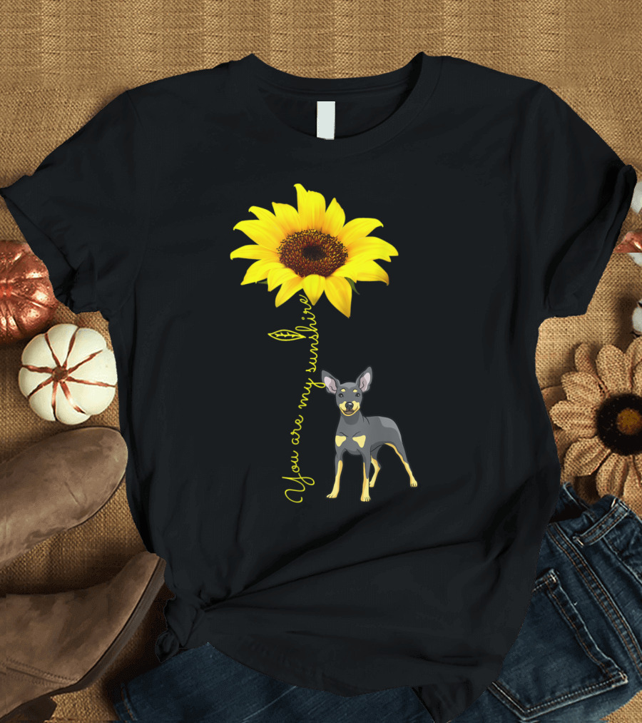 You Are My Sunshine Sunflower Miniature With Dog T-Shirt