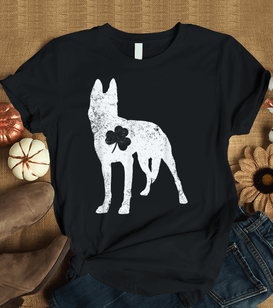 Belgian Malinois Dog with Irish Clover for St Patrick Day T-Shirt