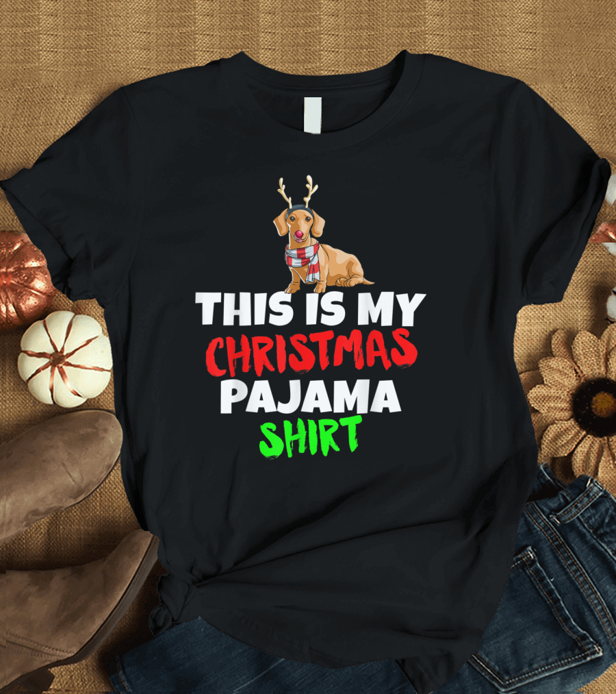 This Is My Christmas Pajama Shirt Dachshund Hound T-Shirt